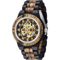 Men's Wooden Watch Triangle Skeleton Automatic Watch Mechanical Wood Watches for Men black&brown