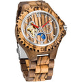 Men's Wooden Watch Triangle Skeleton Automatic Watch Mechanical Wood Watches for Men Brown3
