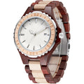 Wooden Watches Mens with Handmade Colorful Bamboo Wood Watch Analog Date Quartz Wooden Watch for Men WD1018-red